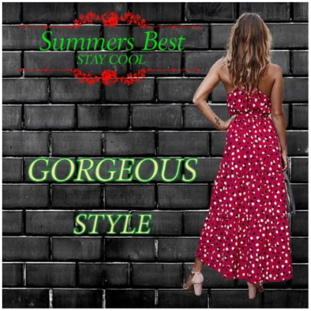 light summer halter-style midi dress S M L - Picture 2 of 5